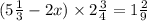 (5 \frac{1}{3} - 2x) \times 2 \frac{3}{4} = 1 \frac{2}{9}