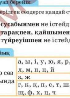 қарамен берілген сөздерге. қандай сұрақ қоюға болады? шашатараз сусабынмен не істейд