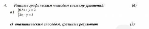 4. Решите графическим методом систему уравнений: (6) а )   2 30,5 2х ух у в) аналитическим ср