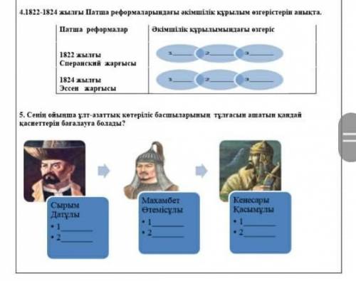 4.1822-1824 жылы Патша реформаларындағы әкімшілік құрылым өзгерістерін аныкта. Патша реформаларӘкімш