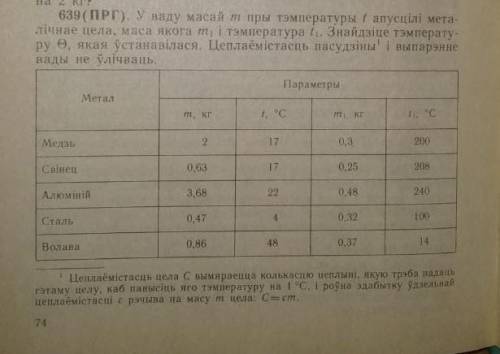 639 (PRG). В водной массе и при температуре и понижении мета-тела, масса и температура 1. Найдите те