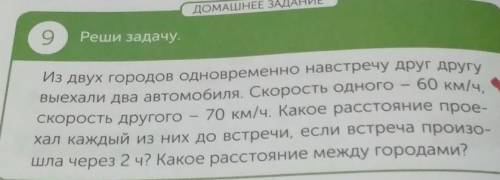 Из двух городов одновременно навстречу друг друг выехали два автомобиля. Скорость одного – 60 км/Ско