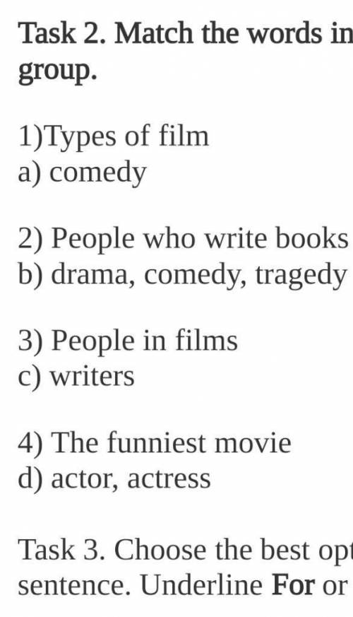 Task2.Match the words into the correct group.Types of film comedy​