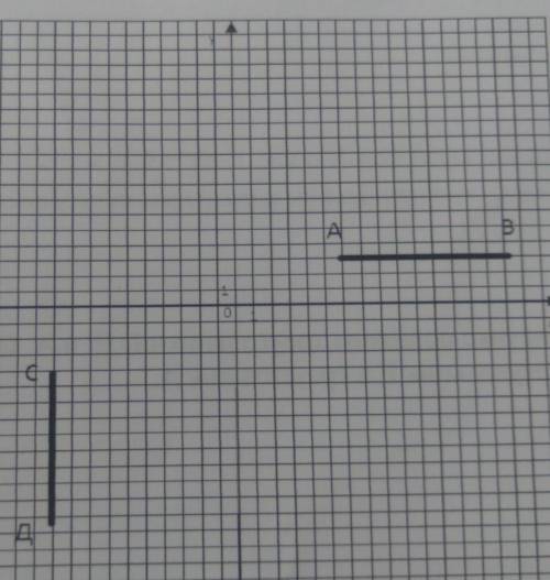 На приведенном рисунке показаны отрезки AB и СД. Поворот отображает отрезок AB в отрезок СД. Определ