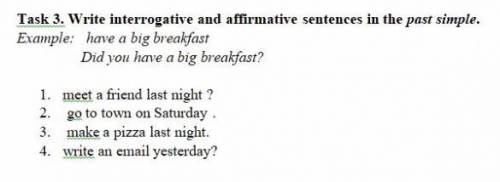Write intertogotiv and affirmative sentences in the past simple ​