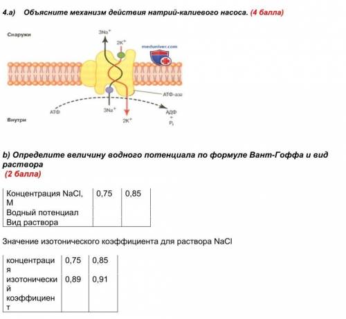 Определите величину водного потенциала по формуле Вант-Гоффа и вид раствора ​