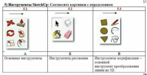 Инструменты скетчап Соотнесите картинки с определением ​