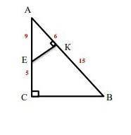 Дано треугольник ABC угол C=90° EK|AB AK=6 AE=9 KB=15 EC=5 EK=12 найти BC-?​