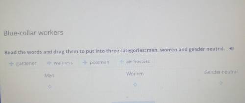 Blue-collar workers Read the words and drag them to put into three categories: men, women and gender