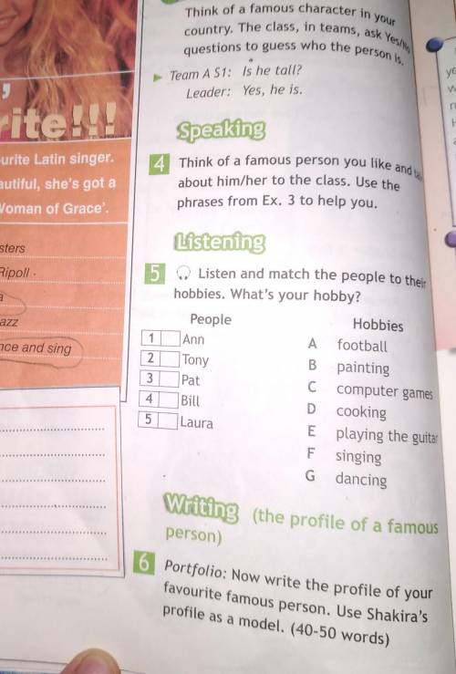 6 Portfolio: Now write the profile of your favourite famous person. Use Shakira'sprofile as a model.