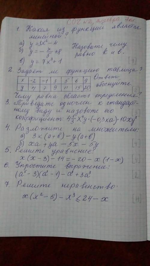 Можно побыстрее ответ (1) какая из функций является Линейной это Соч