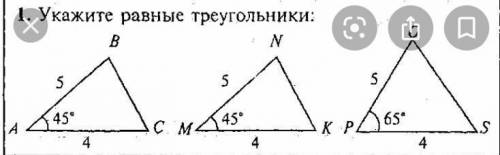 Укажите равные треугольники