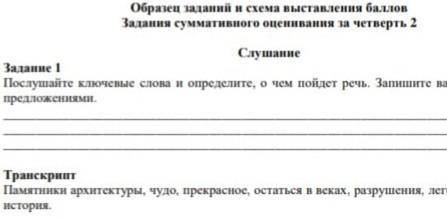 Послушай ключивые слова и опередилите,И чем пойдет речь запишыте вашы идей тРемя предложения​