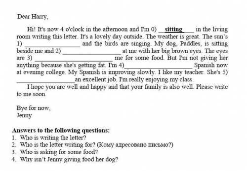 1. Who is writing the letter? 2. Who is the letter writing for? 3. Who is asking for some food?4. Wh