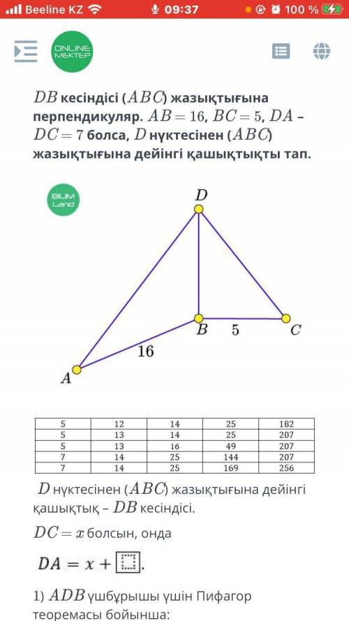 У кого есть? Геометрия онлайн мектеп