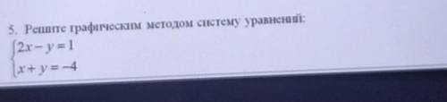 Решите систему уравнений графическим методом 2х-у=1 х+у=-4​