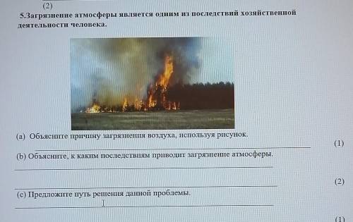 5.Загрязнение атмосферы является одним из последствий хозяйственной деятельности человека.(а) Объясн