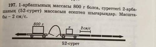 1 арбаннын массасы 800г болса,суреттеги 2 арбашанын массасын есептеп шыгарындар. Масштсбы 2см/с