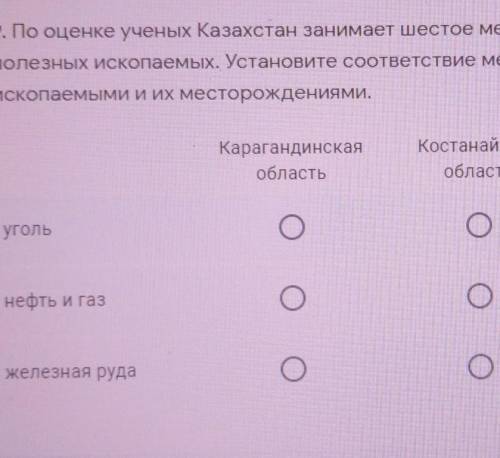 по оценке ученых Казахстан занимает шестое место в мире по запасам полезных ископаемых Установите со