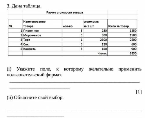 Укажите поле к которому желательно применить пользовательский формат.іі) Объясните свой выбор. ​