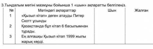 Тыңдалым мәтін мазмұны бойынша 1 шын ақпаратты белгілеңіз. ​