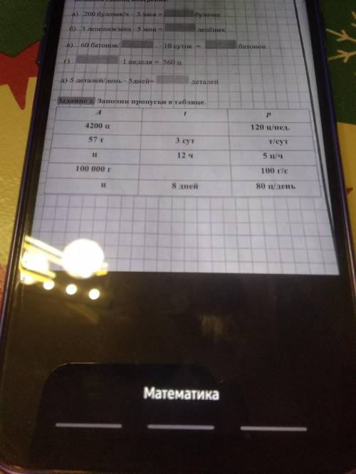 сделать задание по математике заполни таблицу