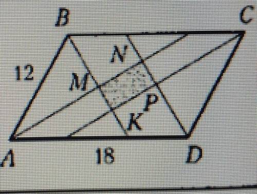 M, N, P, K - точки пересечения биссектрис углов параллелограмма ABCD, угол BAD = 60. Найдите плоащдь