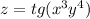 z = tg( {x}^{3} {y}^{4} )