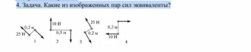 Какие из изображенных пар сил эквивалентны?