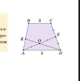 Основания ВС и AD трапеции ABCD равны соответст венно 3 и 5, точка E — середина её боковой сторо ны
