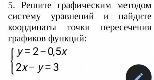 5. Решите графическим методом систему уравнений и найдите координаты точки пересечения графиков функ