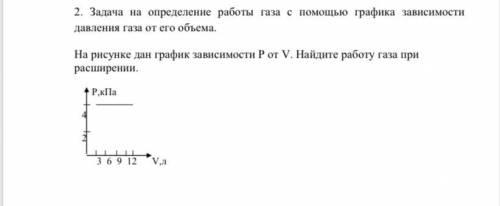 2. Задача на определение работы газа с графика зависимости давления газа от его объема.