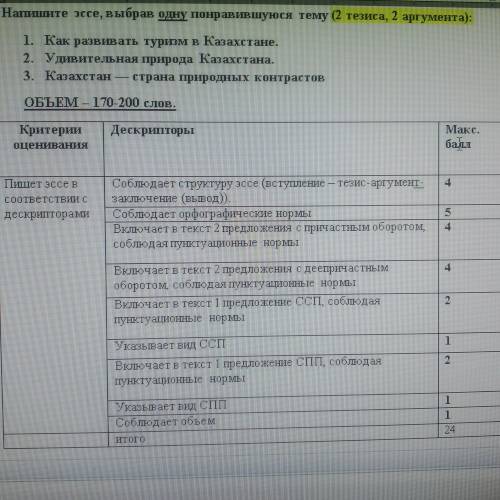 Напишите эссе 170 200 слов ( 2 тезиза 2 аргумента ) Выберите 1 тему 1 как развивать туризм в Казахс