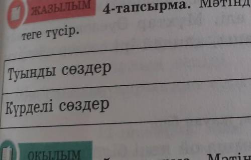 Туынды сөздер және күрделі сөздер 4 тапсырма ​