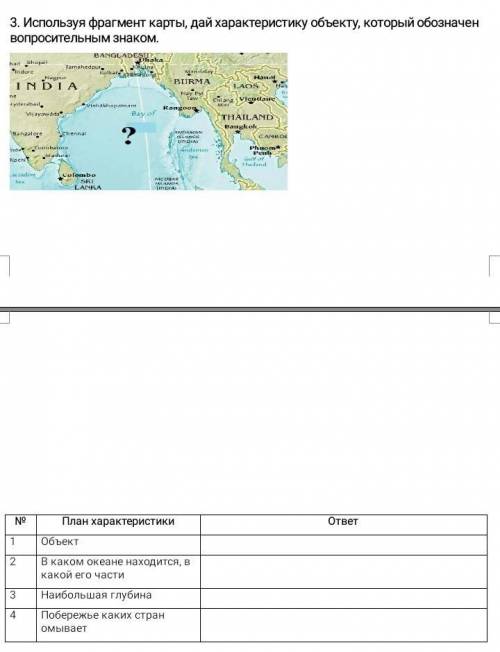 География 7 Класс Используя фрагмент карты, дай характеристику объекту, который обозначен вопросител