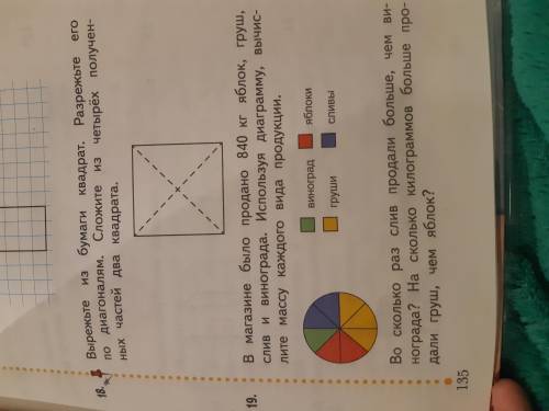 разобраться с задачей. В магазине было продано 840 кг яблок, груш, слив и винограда. Используя диагр