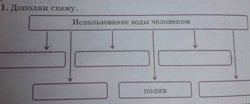 1.Дополни схему.Использование воды человекомполив​