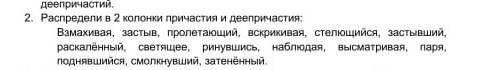 Распределите в две колонки причастия и деепричастия ​