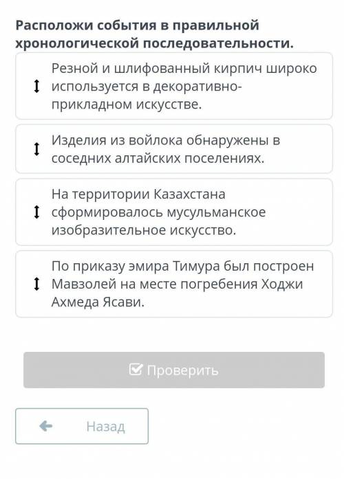 Расположи события в правильной хронологической последовательности ​