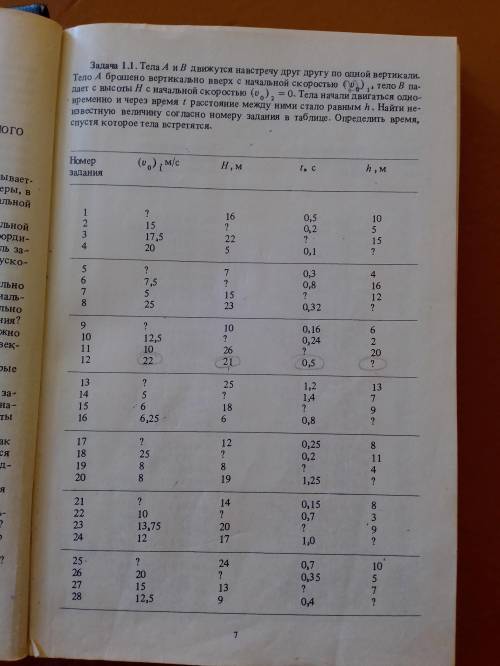 решить 6 вариант(надо H найти и определить время, спустя которое тела встретятся)