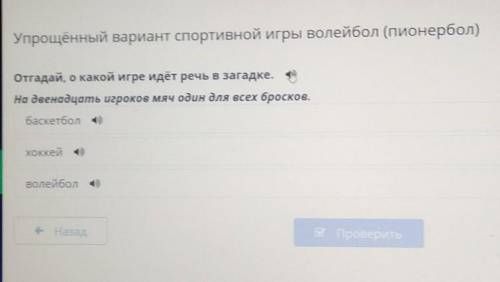 Упрощённый вариант спортивной игры волейбол (пионербол) Отгадай, о какой игре идёт речь в загадке.На