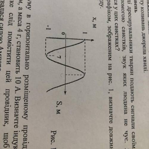 Tь, 2. За графіком, зображеним на рис. 1, визначте довжину хвилі та її амплітуду. х, м 1 7 S, M -1 Р