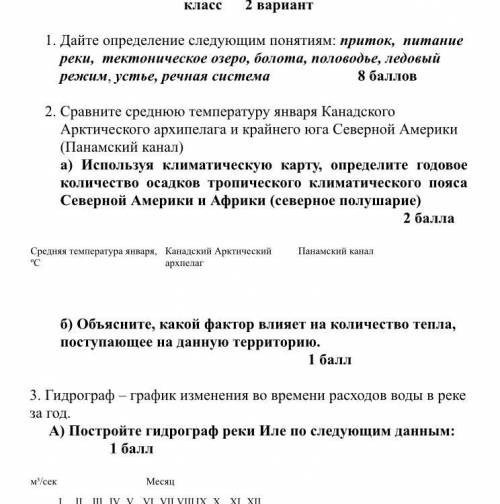 Суммативное оценивание за 2 четверть по географии, 8 класс 2 вариант 1. Дайте определение следующим