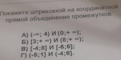 Покажите штриховкой на координатной прямой объединение промежутков . напишите на листке сами именно