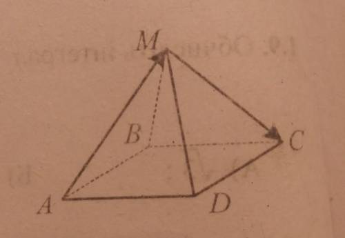 1.16. Сторона основи правильної чотирикутної піраміди MABCD, зображеної на рисунку,дорівнює 2. Чому