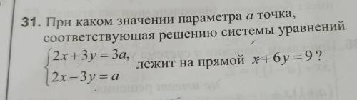 При каком значении параметра а точка,соответствующая решению системы уравнений