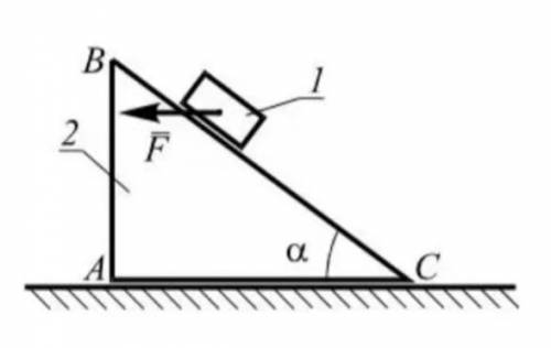 Груз массой m1 скользит по грани призмы массой m2, которая движется по горизонтальной плоскости. Тре