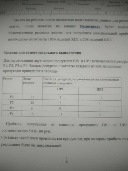 Для изготовления двух видов продукции ПР1 и ПР2 используются ресурсы P1, Р2, РЗ и Р4. Запасы ресурсо