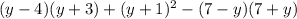 (y-4)(y+3) + (y+1)^2 - (7-y)(7+y)