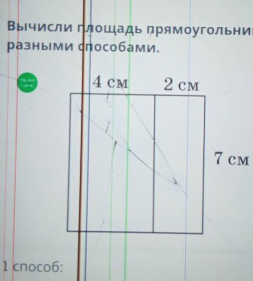 Вычисли глощадь прямоугольникаразными (пособами.ТРАСку N)4 см2 см7см​